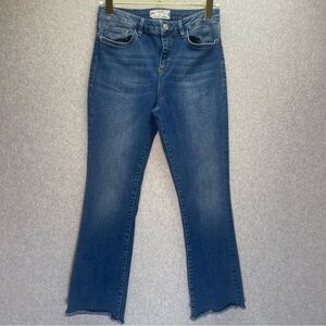 Free People High Waisted Cropped Raw Hem Straight Leg Jeans